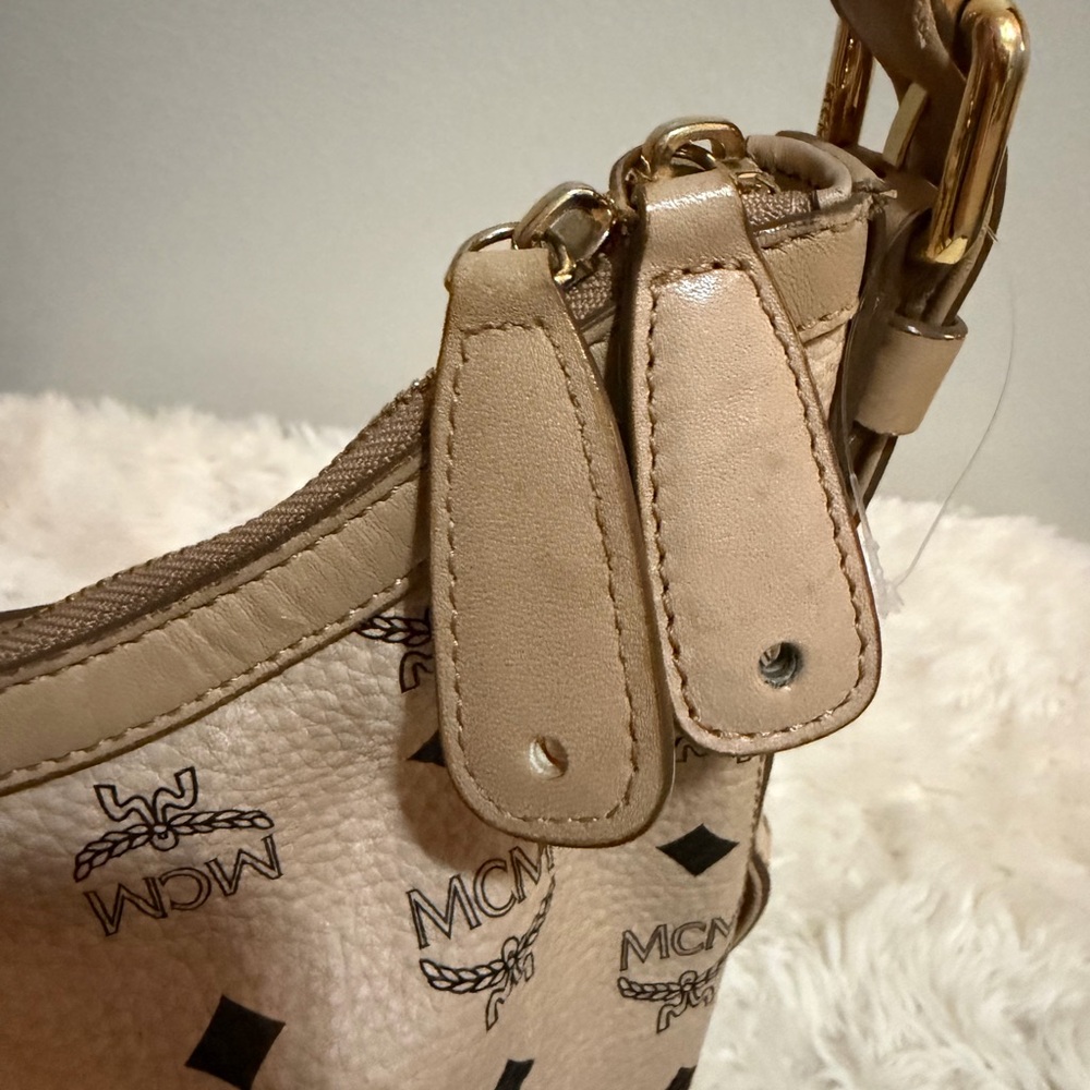 MCM Tan Monogram Shoulder Bag - Picture 6 of 12